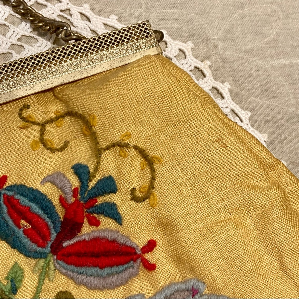Vintage Handstitched Crewel Needlepoint Handbag Double Sided Design - Picture 12 of 14